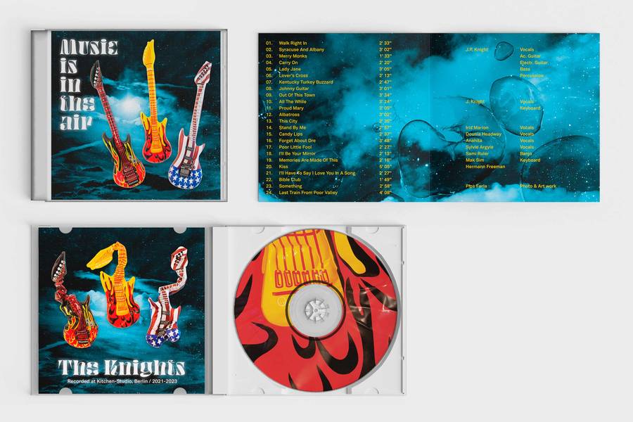 CD cover, guitars, roses